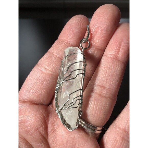 Rock Quartz Stone Tree of life Magic Energy Reiki Amulet Pendant 12 In Necklace - Picture 2 of 7